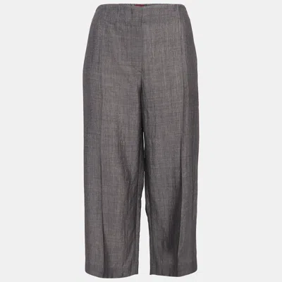 Pre-owned Kenzo Grey Wool Blend Culottes Trousers L