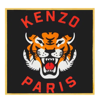 Kenzo 'lucky Tiger' Silk Square In Black