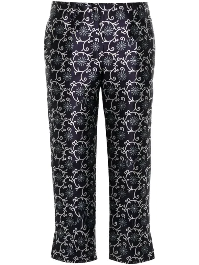 Kenzo Marguerite Jacquard Cropped Trousers In Blau