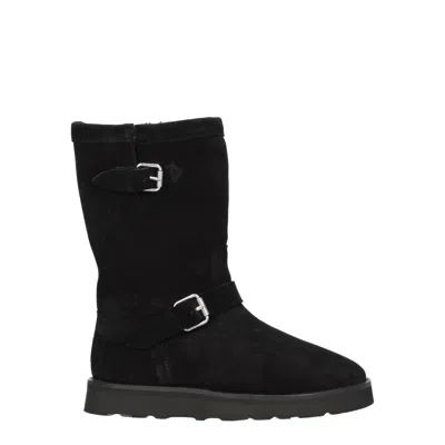 Kenzo Buckle-detail Suede Boots In Black