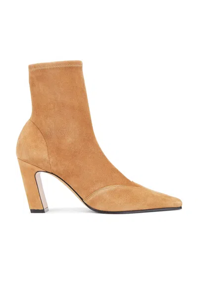 Khaite 85mm Nevada Stretch Leather Ankle Boots In Cream