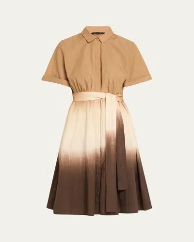 Kobi Halperin Jana Ombre Tie-waist Shirtdress In Coffee Multi