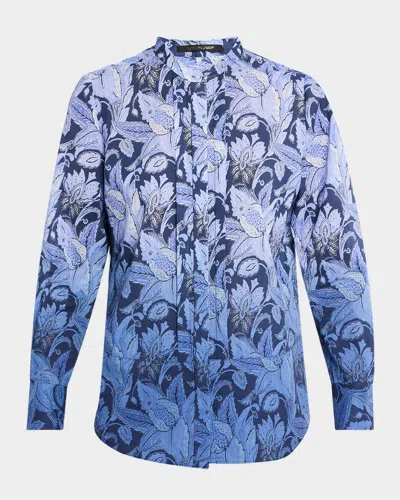 Kobi Halperin Napa Ombre Floral-print Blouse In Blue Multi