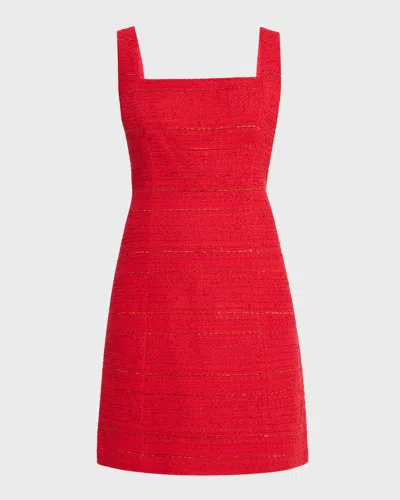 Kobi Halperin Rue Square-neck Tweed Mini Dress In Scarlet
