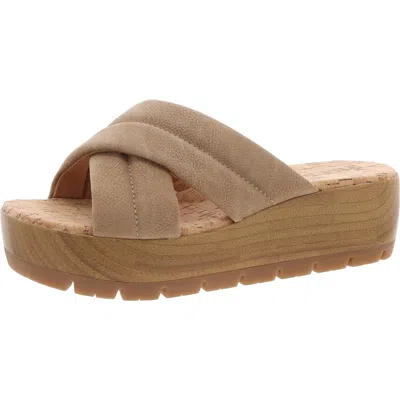 Korks Faithe Womens Criss-cross Manmade Wedge Sandals In White