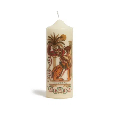 La Doublej Printed Pillar Candle In The Sphynx Multicolor