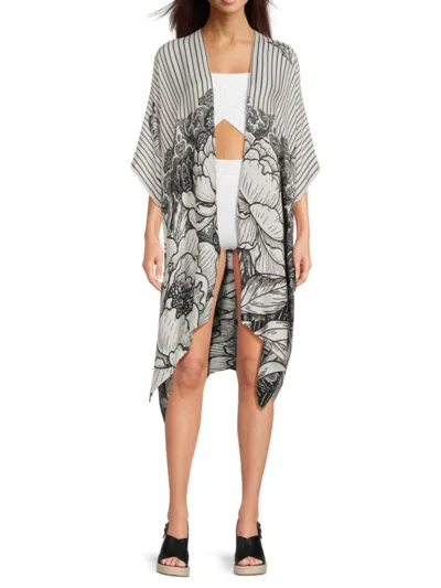 La Fiorentina Women's Printed Kimono In Gray