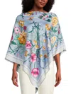 La Fiorentina Women's Printed Poncho In Light Blue