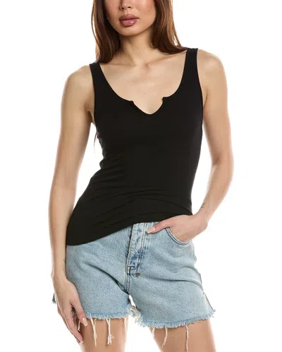 La Made Lamade Notch Ribbed Tank In Black
