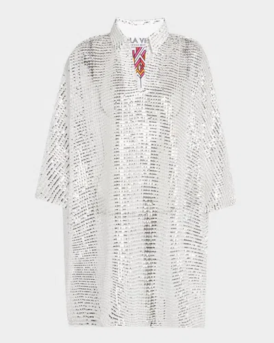 La Vie Style House Sequin Net Everyday Mini Dress In Silver