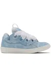 Lanvin Curb Sneakers In Leather And Mesh Color Denim Blue In Blue