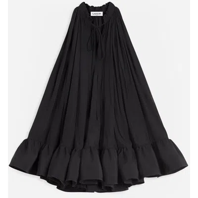 Lanvin Short Ruffle Dress Front Drawstring In Blue