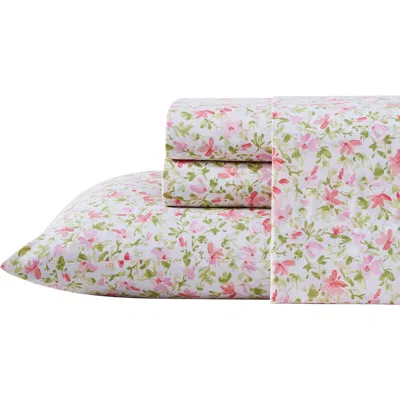 Laura Ashley Norella 100% Cotton Percale Sheet Set In Pink