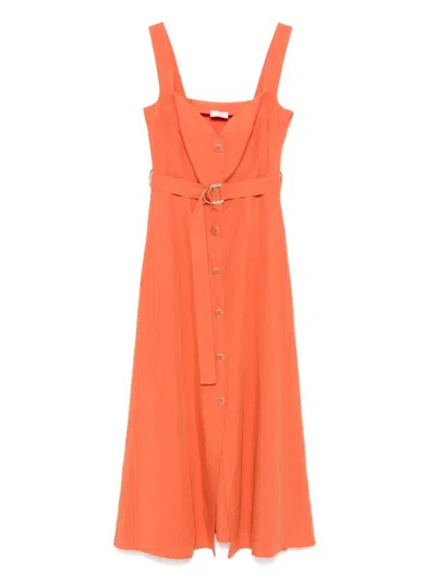 Liu •jo Liu Jo A-line Midi Dress With Button-down Front In Brown