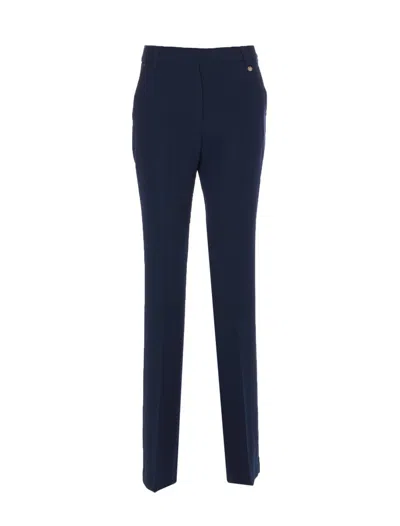 Liu •jo Liu Jo Flared Cady Crepe Trousers In Blue