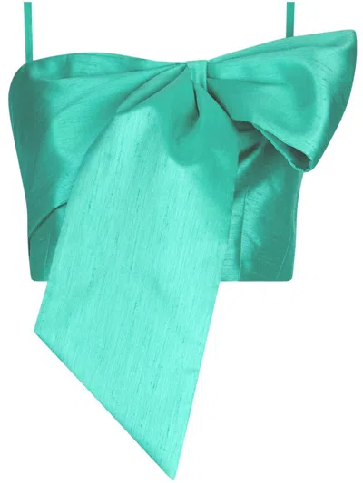 Liu •jo Turquoise Top With Bow In Green