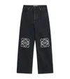 Loewe Mens Black Anagram-embellished Straight-leg Jeans In Black