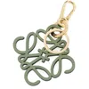 Loewe Anagram Leather And Brass Charm In Pink/gold Tone