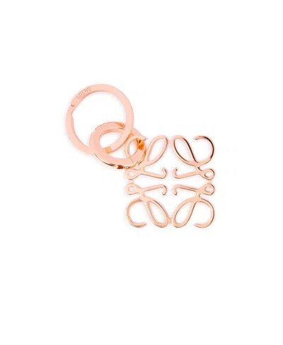 Loewe Anagram Logo-engraved Brass Keyring In Rose Gold