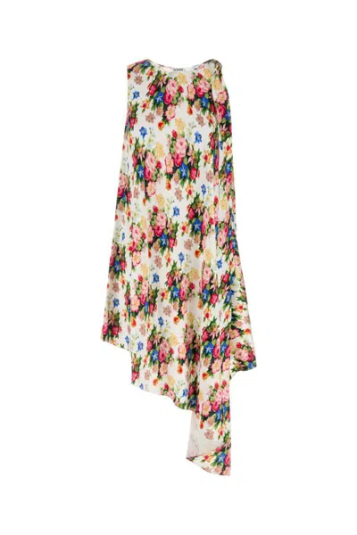 Loewe Women's Asymmetrical Silk Floral Print Dress | Size 38 | S540y09xqrsi In Multi