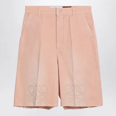 Loewe Pink Cotton Bermuda Shorts With Anagram Logo In Light Pink
