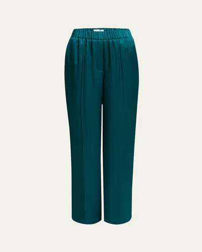 Loewe Straight Leg Silk Pajama Trousers In Dark Green