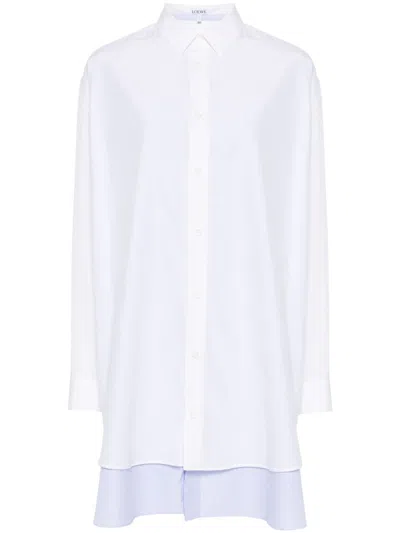 Loewe Women Cotton And Silk Blend Shirt Dress In White