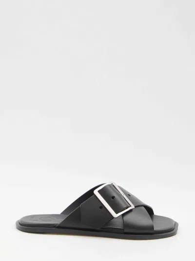 Loewe Petal Belt Flat Sandal In Vegetable-tanned Calfskin In Black