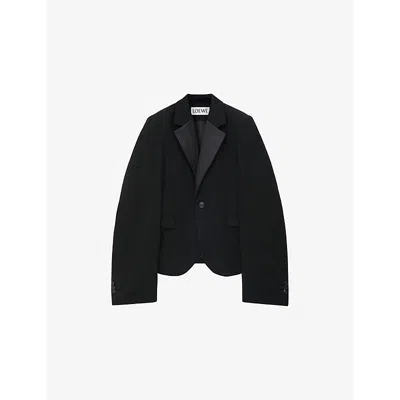 Loewe Womens Black Single-breasted Notch-lapel Wool-blend Blazer