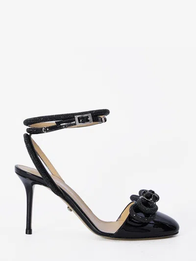 Mach&mach Double Bow Strass Ankle-strap Pumps In Black