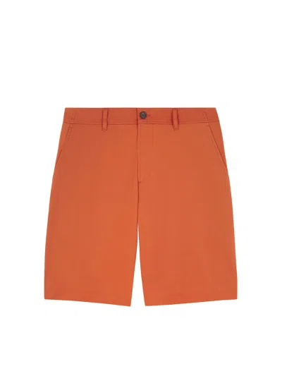 Maison Kitsuné Cotton Bermuda Shorts With Back Logoed Label In Orange