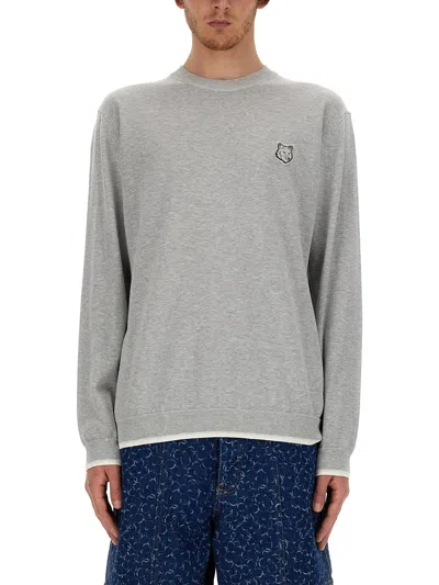Maison Kitsuné Fox Head Jersey In Grey