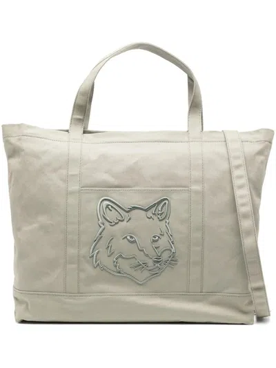 Maison Kitsuné Fox Head Xl Tote Bags