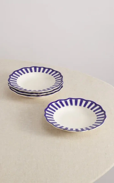 Maison Madison Home Riviera 9,2'' Pasta Bowl Set Of 4 In Blue/cream