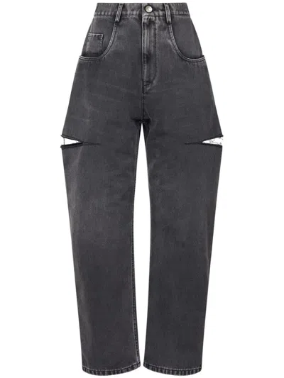 Maison Margiela Loose Cut Jeans With Distressed In Black