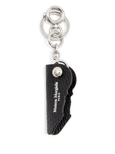 Maison Margiela Leather Keyring In Black