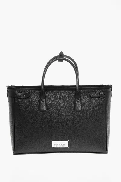 Maison Margiela Mm11 Textured Leather 5ac Daily Tote Bag With Canvas Detail