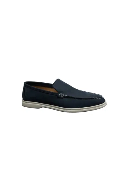 Mandelli Men Yacht Leather Loafers In Navy In Blue