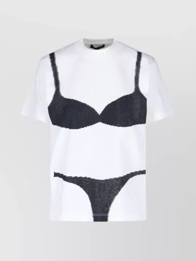 Marc Jacobs Graphic Print Crew Neck Top With Short Sleeves In White