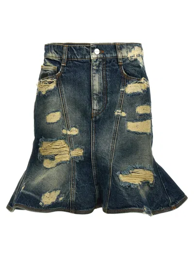 Marc Jacobs The Rip And Repair Straight Jean Skirts Blue