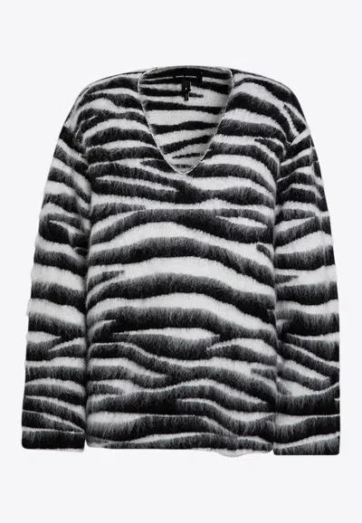 MARC JACOBS ZEBRA PATTERN V-NECK SWEATER