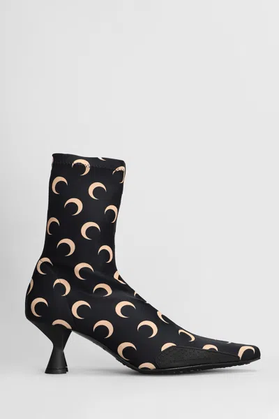 Marine Serre High Heels Ankle Boots In Black Polyester In Multi