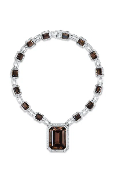 Marlo Laz The Rhiannon 14k Yellow Gold Diamond; Topaz Necklace In Red