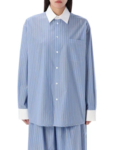 Marni Blue Striped Poplin Shirt