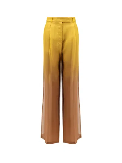 Max Mara Baffo Silk Trousers With Shaded Effect In Multi