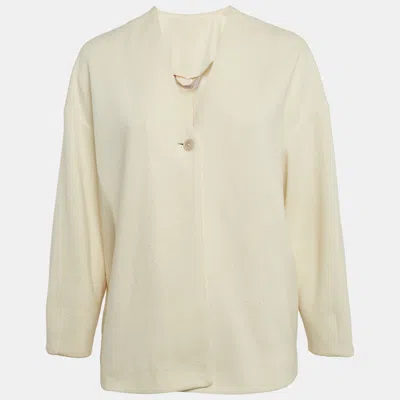 Pre-owned Max Mara Cream Textured Cotton Blend Jacket M