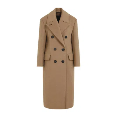 Max Mara Double-breasted Mid-calf Coat In Cashmere Blend In Brown