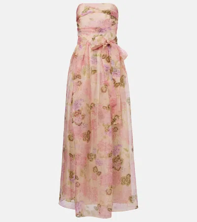 Max Mara Lisetta Floral Silk Organza Bustier Gown In Multicoloured