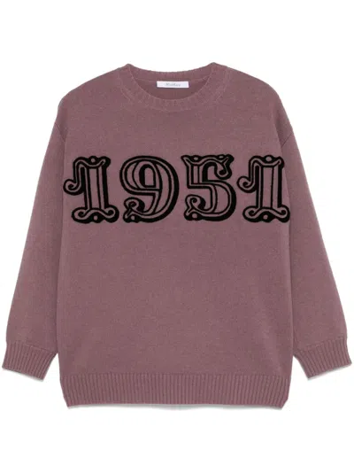 Max Mara Logo Wool And Cashmere Jumper In Purple