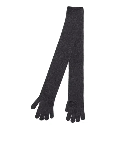 Max Mara Long Knit Gloves In Black